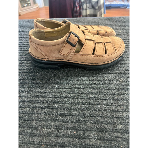 Birkenstock Footprints Tan Leather Fisherman Shoes Mary Jane EU 41 US 10 Women G - Picture 7 of 13